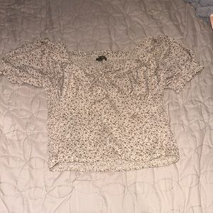 flower brown scrunched up crop top !